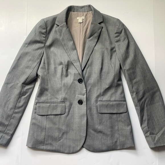 J. Crew Heather Gray Wool Blend 2 Button Notched Blazer Size 4 - Picture 3 of 11